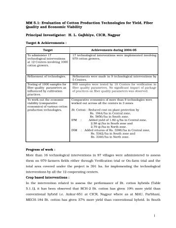 Evaluation of Cotton Production Technologies for Yield, Fiber ...