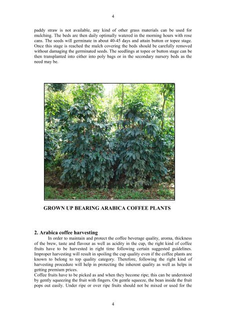 COFFEE CULTIVATION GUIDE - Coffee Board of India