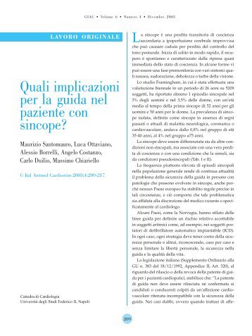 Quali implicazioni per la guida nel paziente con sincope? - Giornale ...