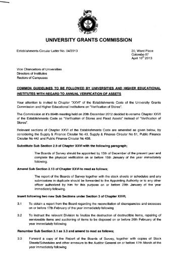 Estb_Circular_04_2013 - University Grants Commission - Sri Lanka