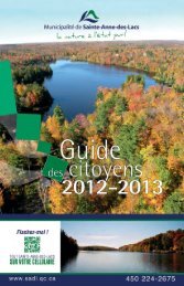 Guide des citoyens - MunicipalitÃ© de Sainte-Anne-des-lacs