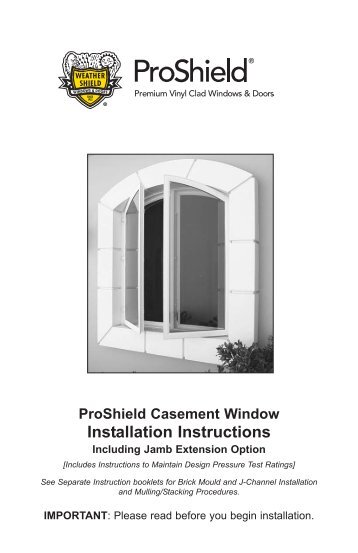 ProShield Casement Window Installation Instructions - Home Doors ...