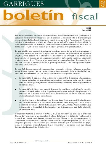 Descargar BoletÃ­n Fiscal Enero 2012 - Garrigues