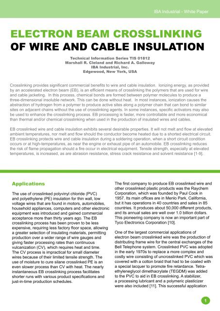 ElEctron BEam crosslinking of WirE and caBlE ... - IBA Industrial