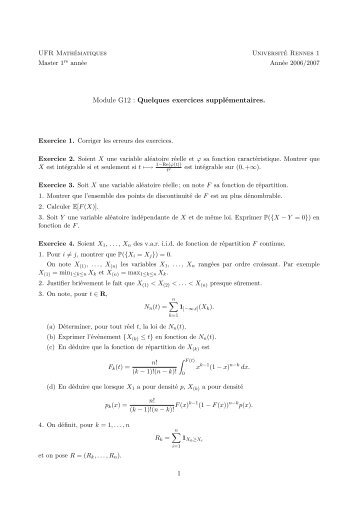 Module G12 : Quelques exercices supplÃ©mentaires. - ENS de ...