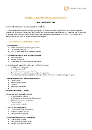 PROGRAMA CURSO DE NEGOCIACION COLECTIVA NegociaciÃ³n ...