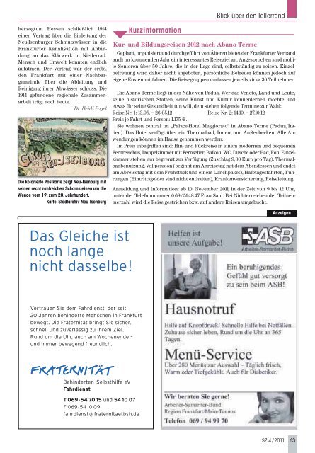 Zeitschrift SENIOREN - Senioren Zeitschrift Frankfurt