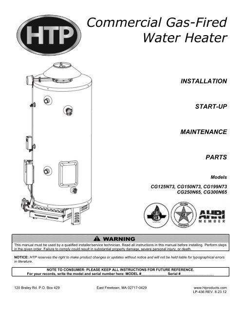 Download Installation Manual (.pdf) - Heat Transfer Products, Inc