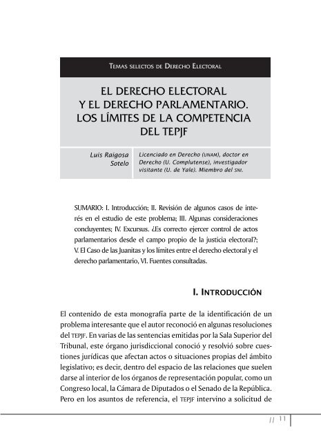 El derecho electoral y el derecho parlamentario. Los límites de la ...