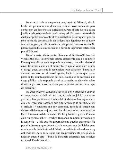 El derecho electoral y el derecho parlamentario. Los límites de la ...