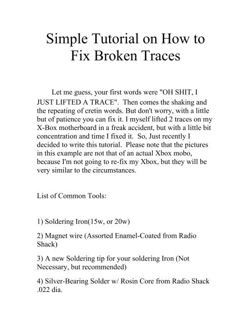 Simple Tutorial on How to Fix Broken Traces - Xbox-Scene.com