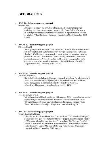 GEOGRAFI 2012 - Høgskolen i Nord-Trøndelag