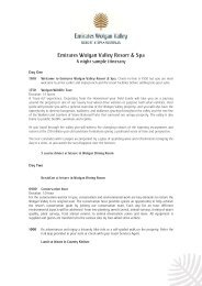 4 Night Sample Itinerary - Wolgan Valley Resort & Spa