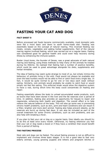 FASTING YOUR CAT AND DOG - Denes Natural Pet Care