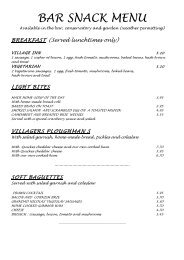 Sample Bar Menu