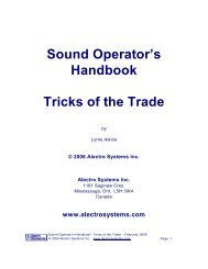 Sound Operator's Handbook Tricks of the Trade - Alectro Systems Inc.