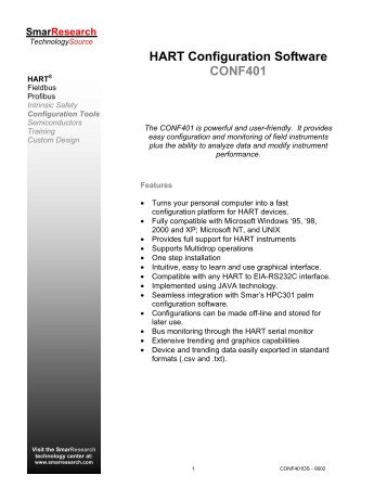 HART Configuration Software CONF401 - smarresearch