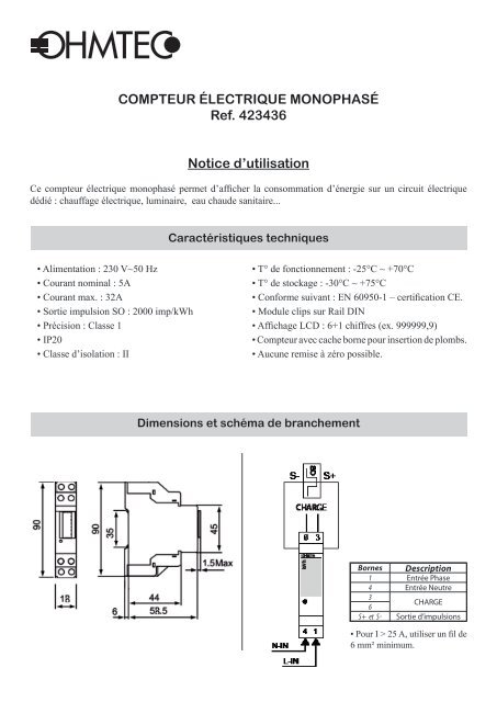 Compteur ãlectrique Monophasã Ref 423436 Iicsen
