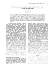 The Woodcock-Johnson III and the Cognitive ... - University of Iowa