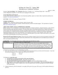 Revised Syllabus for Chem 222 â Fall 2002 - UIC Department of ...