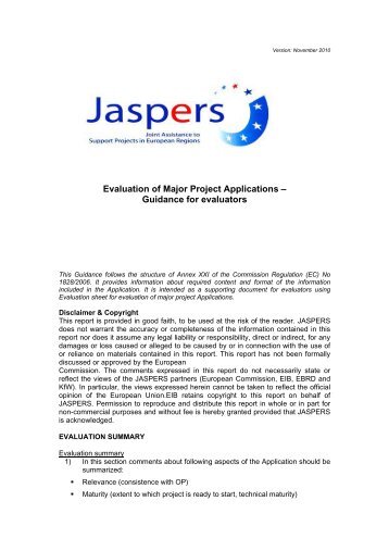 Application Form Evaluation Guide - Jaspers
