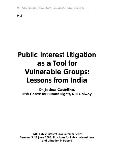 Public Interest Litigation as a Tool for Vulnerable Groups: Lessons ...