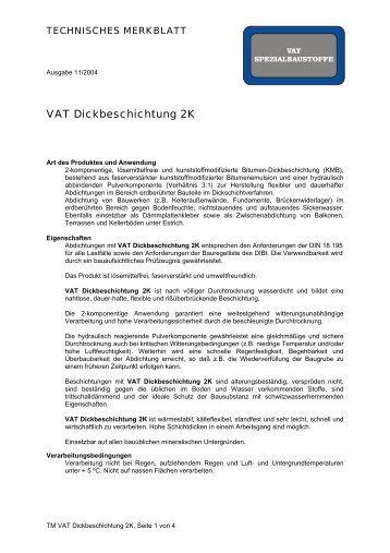 vat-dickbeschichtung 2k faser - Vat-spezialbaustoffe.de