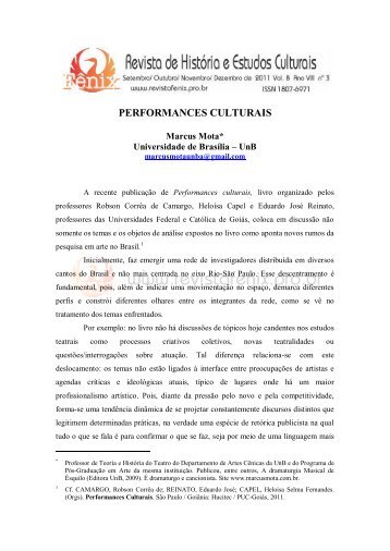 PERFORMANCES CULTURAIS - Revista de HistÃ³ria e Estudos ...