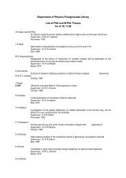 Department of Physics Postgraduate Library List of PhD and M Phil ...