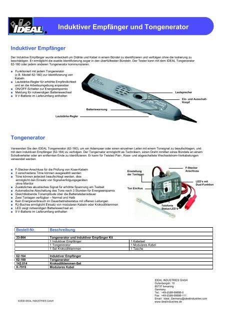 Induktiver EmpfÃƒÂ¤nger und Tongenerator - IDEAL INDUSTRIES