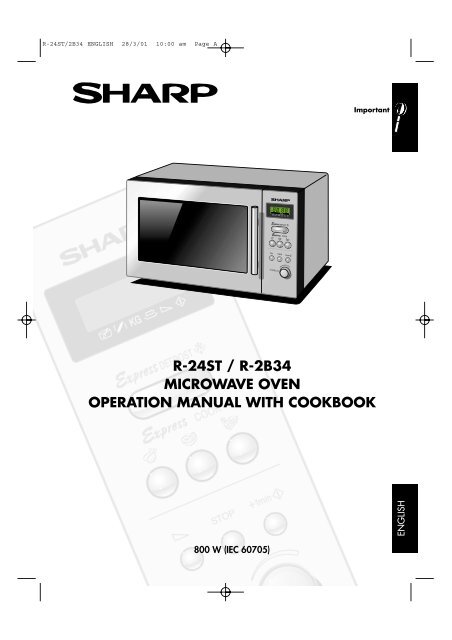 r-24st / r-2b34 microwave oven operation manual with cookbook