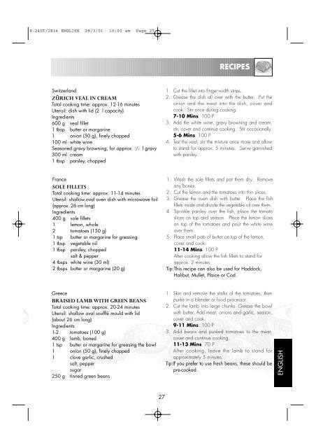 r-24st / r-2b34 microwave oven operation manual with cookbook