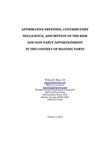 Affirmative Defenses, Contributory Negligence, Assumption of the ...