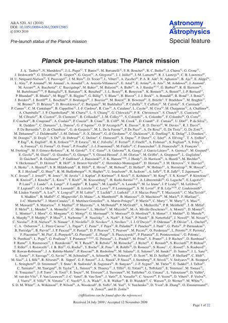 Planck Pre-Launch Status Papers - APC - UniversitÃ© Paris Diderot ...