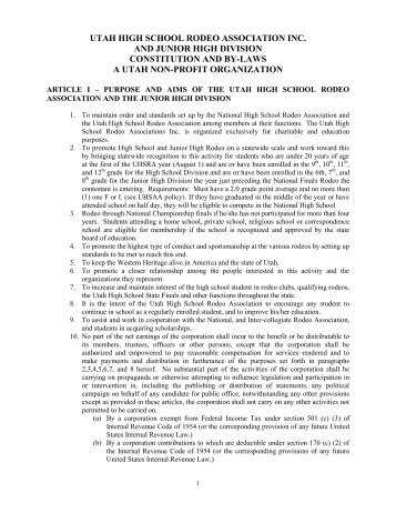 Association Bylaws and Rules - Utah High School Rodeo Association