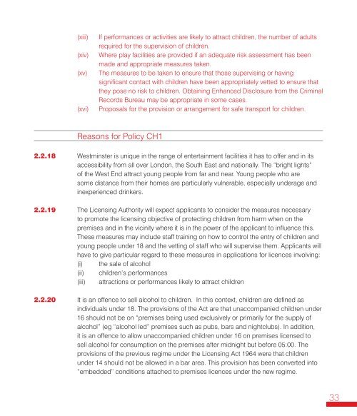 Statement of Licensing Policy (2008) WCC - Westminster City Council