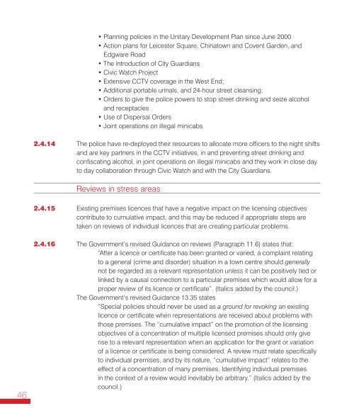 Statement of Licensing Policy (2008) WCC - Westminster City Council