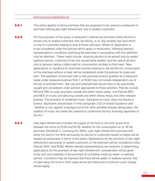 Statement of Licensing Policy (2008) WCC - Westminster City Council