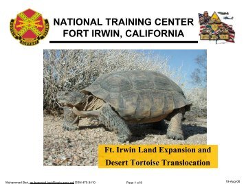 Ft. Irwin Desert Tortoise Translocation I