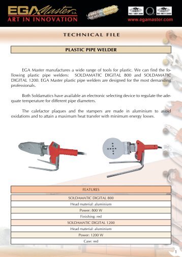 TECHNICAL FILE PLASTIC PIPE WELDER - Ega Master