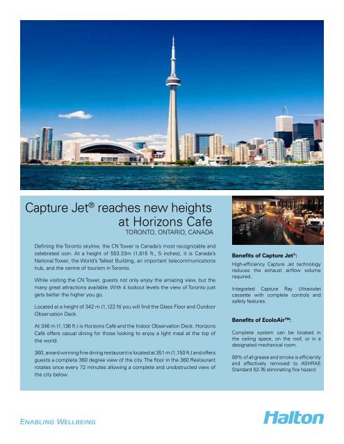 Cn Tower Horizons Cafe Toronto Canada Halton Company