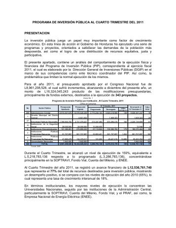 Informe General IV Trimestre 2011 - SecretarÃ­a de Finanzas