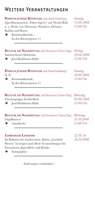 Programmheft 08-09.indd - Kulturvereinigung Limburg e.V.