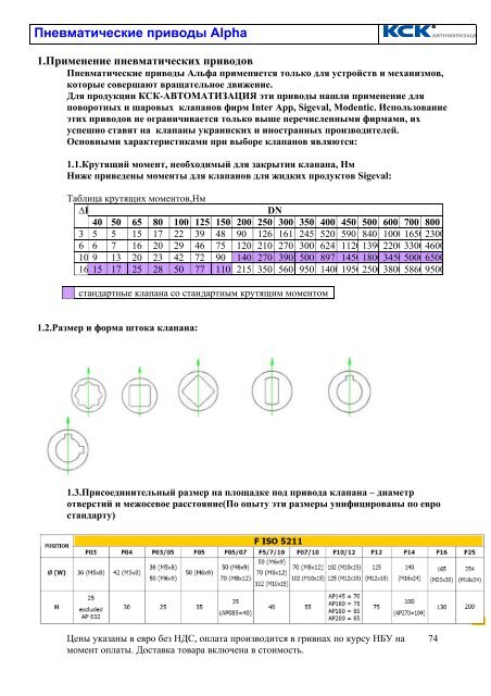 Седельные автоматические клапаны RTK