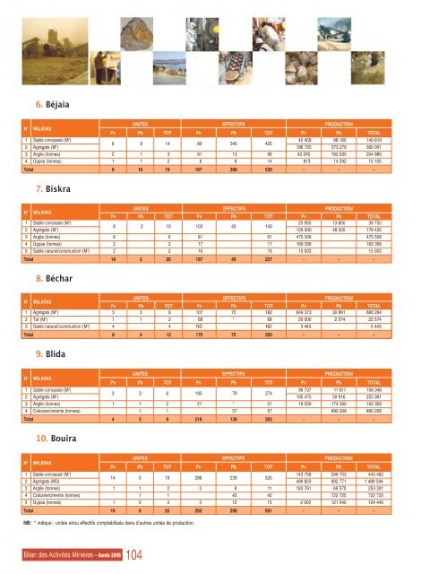 Bilan des ActivitÃ©s MiniÃ¨res, annÃ©e 2008 - MinistÃ¨re de l'Ã©nergie et ...