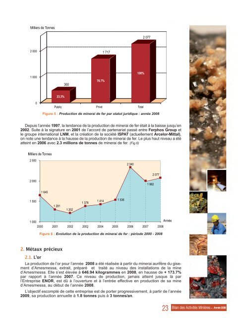 Bilan des ActivitÃ©s MiniÃ¨res, annÃ©e 2008 - MinistÃ¨re de l'Ã©nergie et ...