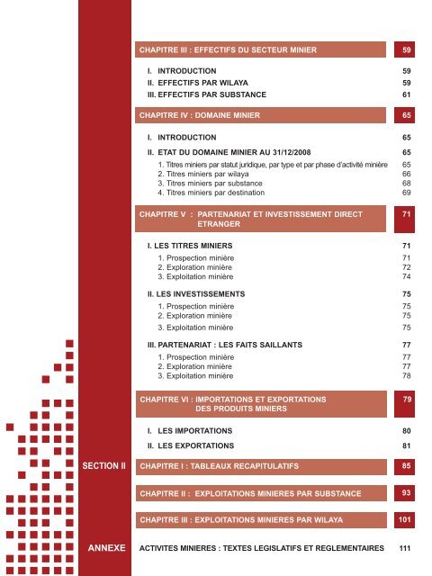 Bilan des ActivitÃ©s MiniÃ¨res, annÃ©e 2008 - MinistÃ¨re de l'Ã©nergie et ...