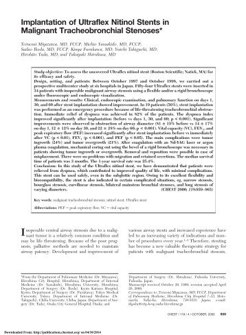 Implantation of Ultraflex Nitinol Stents in Malignant ...