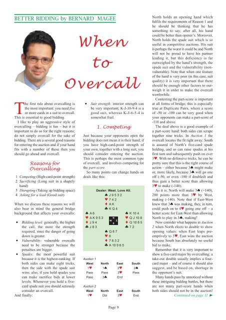 When to Overcall - Mr Bridge