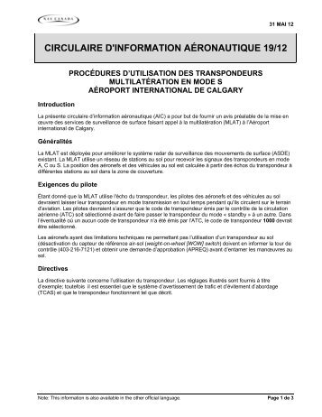 circulaire d'information aÃƒÂ©ronautique 19/12 - Nav Canada